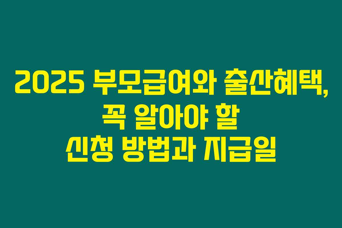 2025 부모급여와 출산혜택, 꼭 알아야 할 신청 방법과 지급일