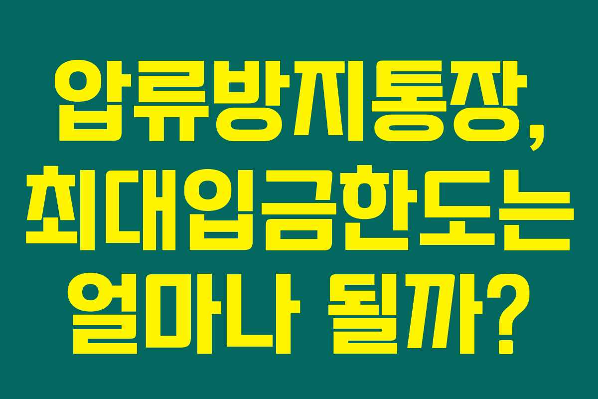 압류방지통장, 최대입금한도는 얼마나 될까?