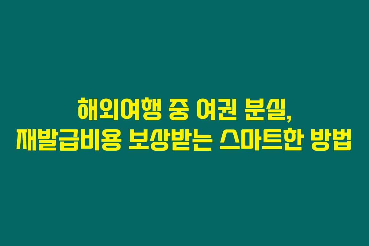 해외여행 중 여권 분실, 재발급비용 보상받는 스마트한 방법