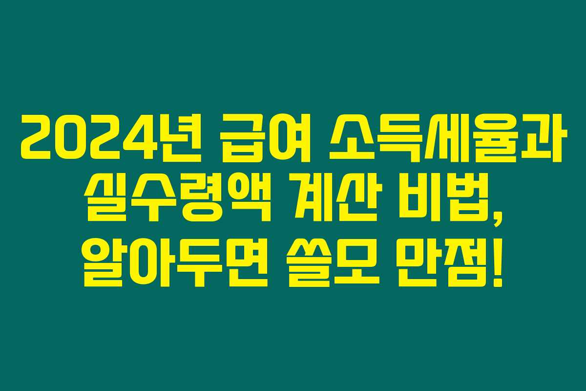 2024년 급여 소득세율과 실수령액 계산 비법, 알아두면 쓸모 만점!