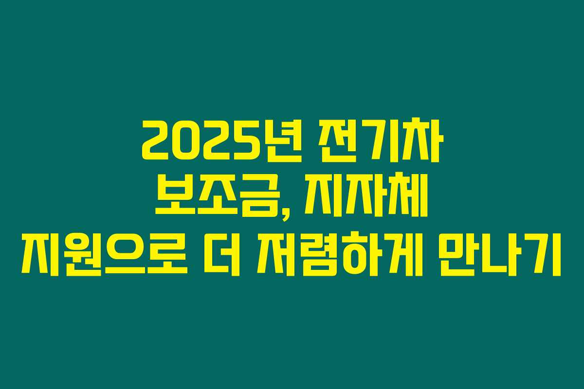 2025년 전기차 보조금, 지자체 지원으로 더 저렴하게 만나기