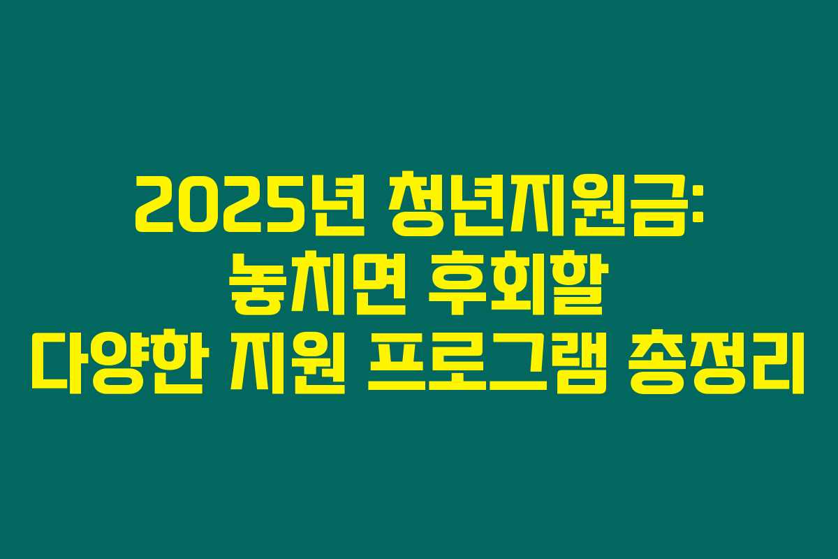 2025년 청년지원금: 놓치면 후회할 다양한 지원 프로그램 총정리 2025년 청년지원금: 놓치면 후회할 다양한 지원 프로그램 총정리