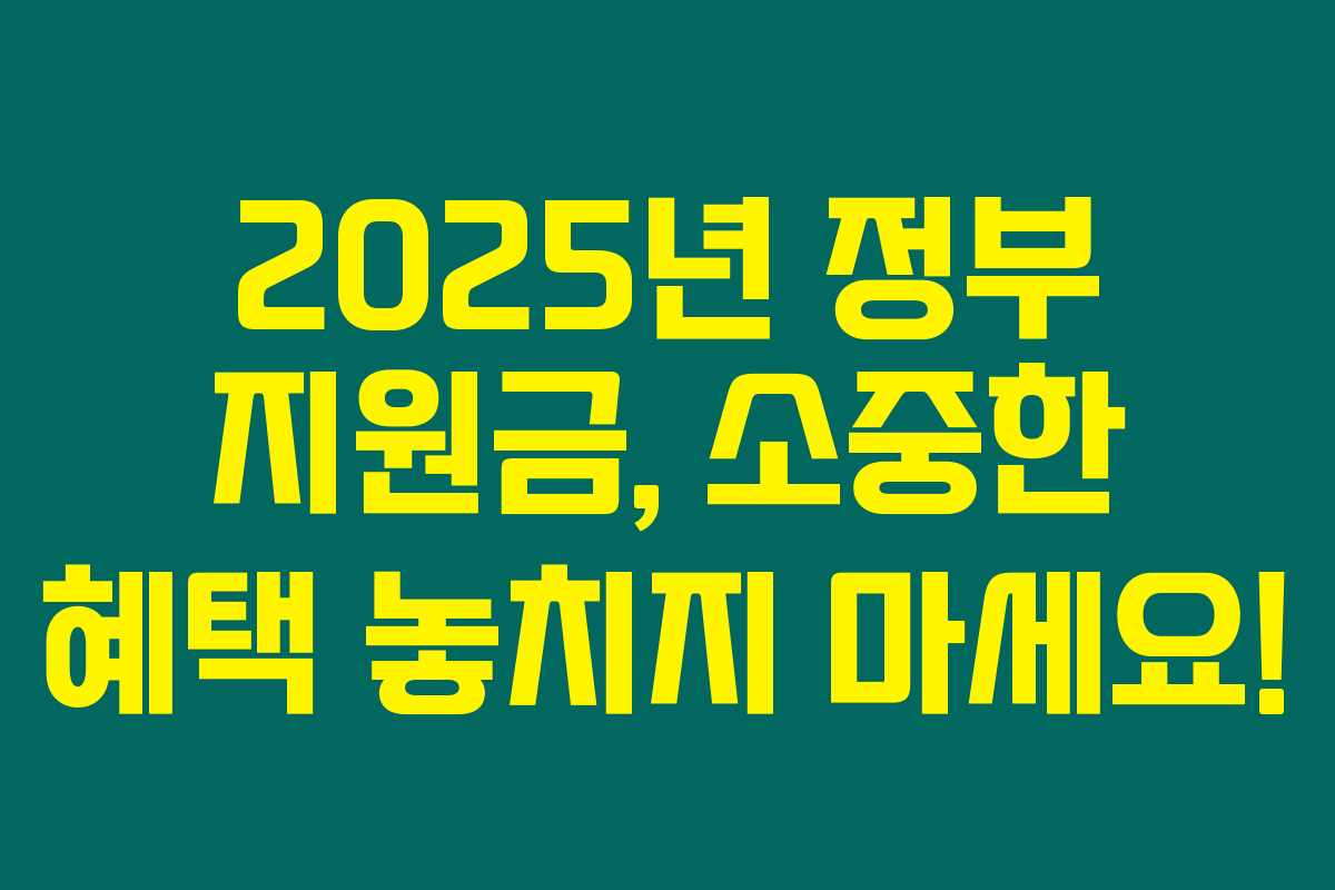 2025년 정부 지원금, 소중한 혜택 놓치지 마세요!