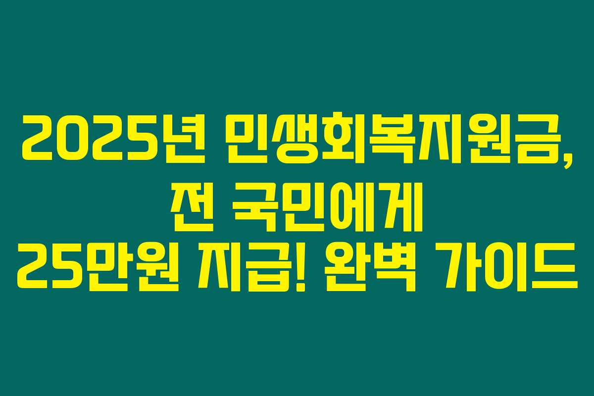 2025년 민생회복지원금, 전 국민에게 25만원 지급! 완벽 가이드