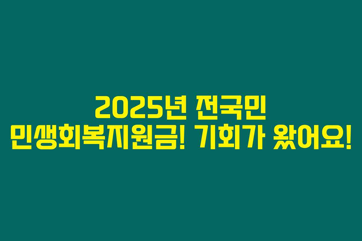 2025년 전국민 민생회복지원금! 기회가 왔어요!