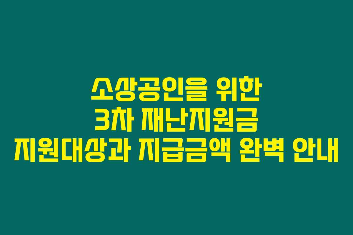 소상공인을 위한 3차 재난지원금 지원대상과 지급금액 완벽 안내