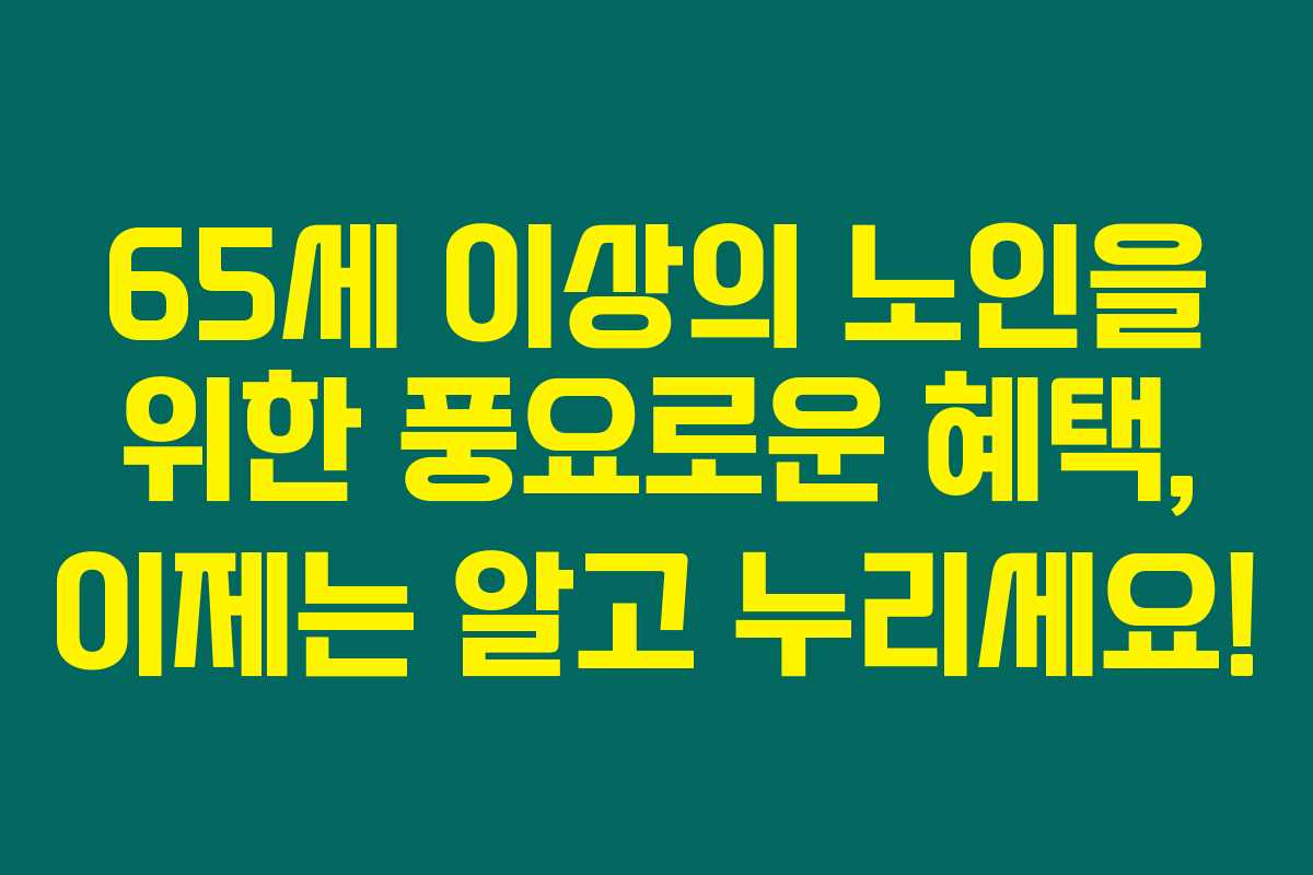 65세 이상의 노인을 위한 풍요로운 혜택, 이제는 알고 누리세요!