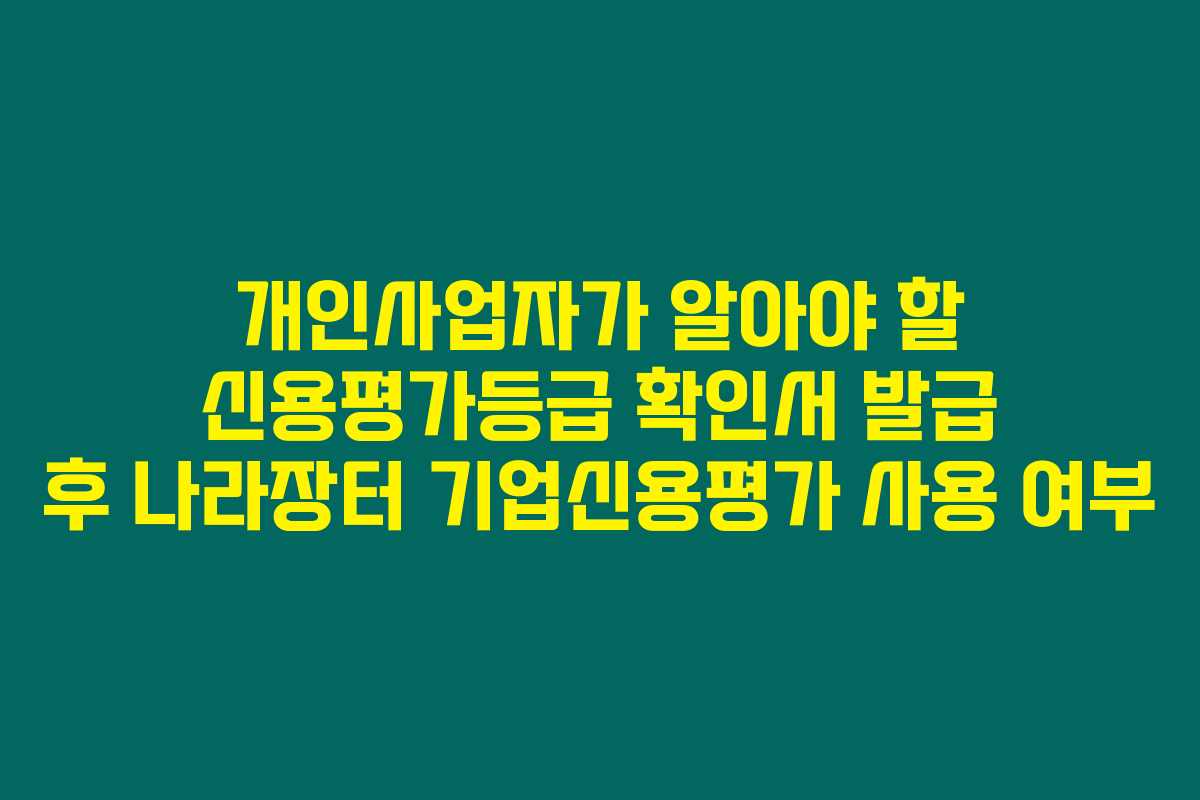 개인사업자가 알아야 할 신용평가등급 확인서 발급 후 나라장터 기업신용평가 사용 여부