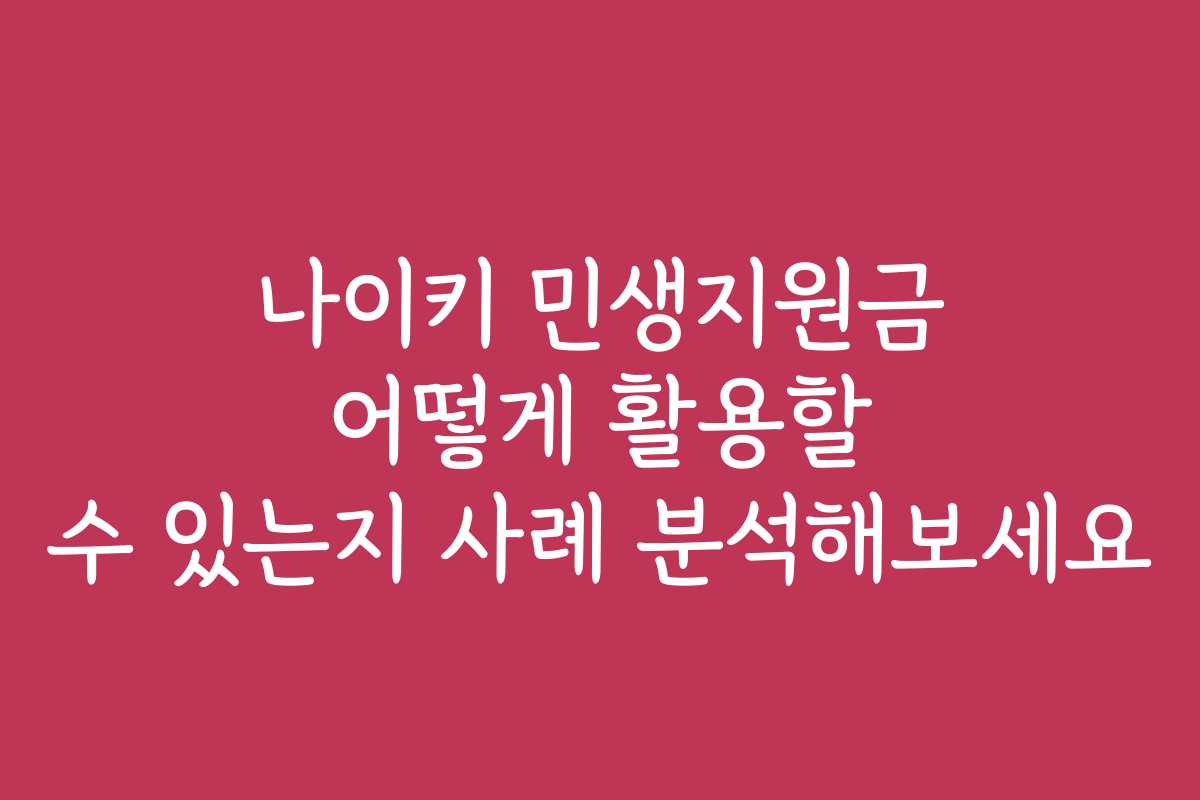 나이키 민생지원금 어떻게 활용할 수 있는지 사례 분석해보세요