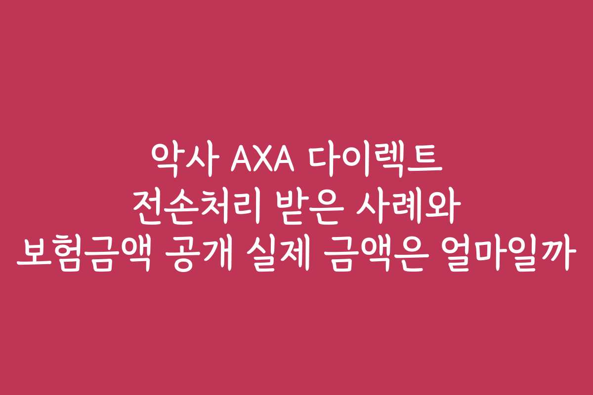 악사 AXA 다이렉트 전손처리 받은 사례와 보험금액 공개 실제 금액은 얼마일까