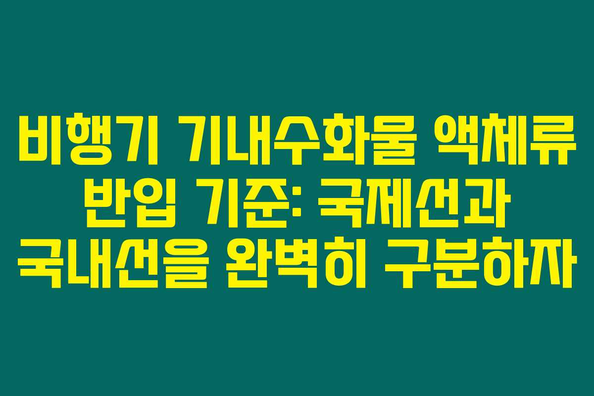 비행기 기내수화물 액체류 반입 기준: 국제선과 국내선을 완벽히 구분하자