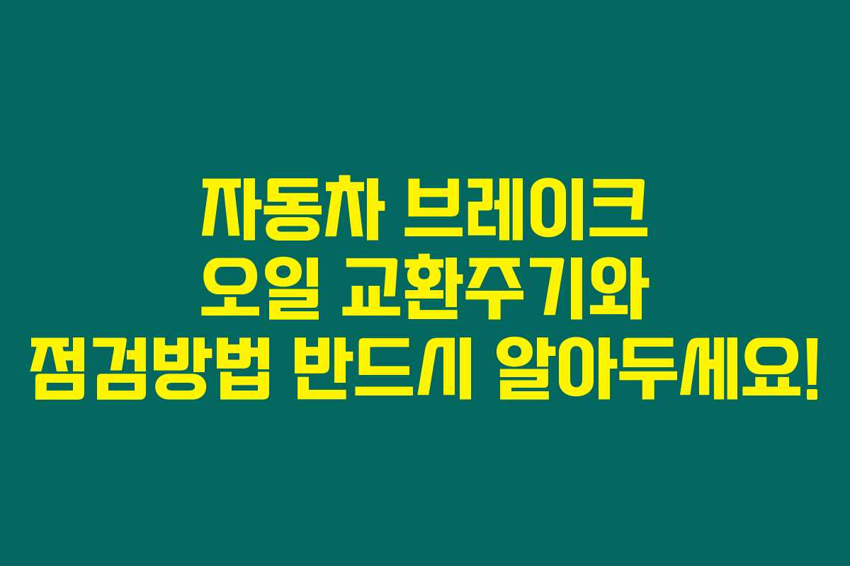 자동차 브레이크 오일 교환주기와 점검방법 반드시 알아두세요!