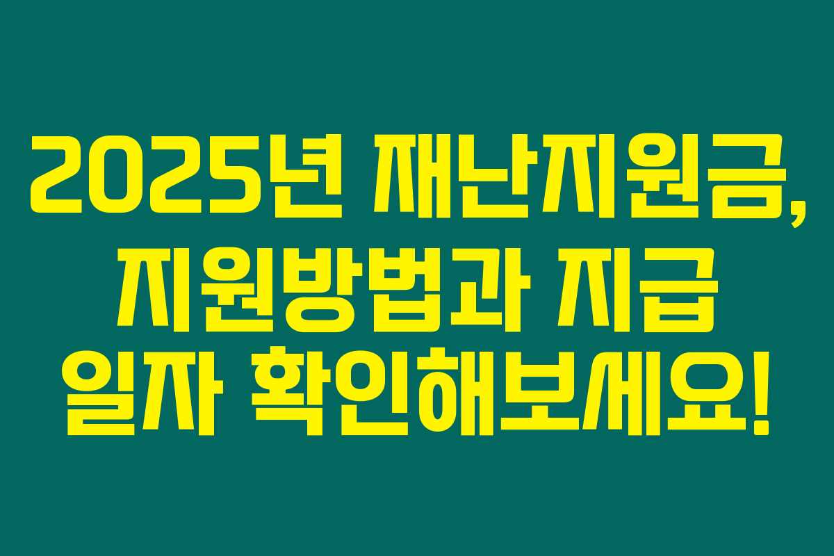 2025년 재난지원금, 지원방법과 지급 일자 확인해보세요!