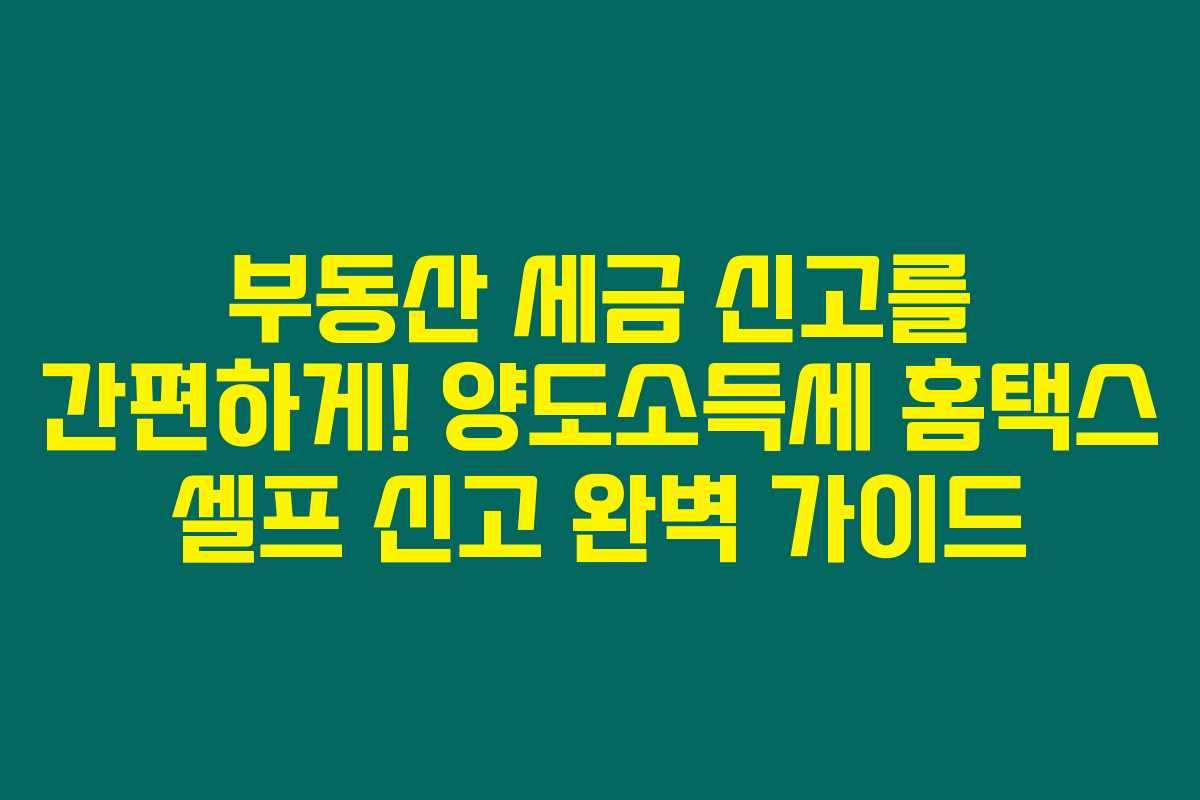 부동산 세금 신고를 간편하게! 양도소득세 홈택스 셀프 신고 완벽 가이드