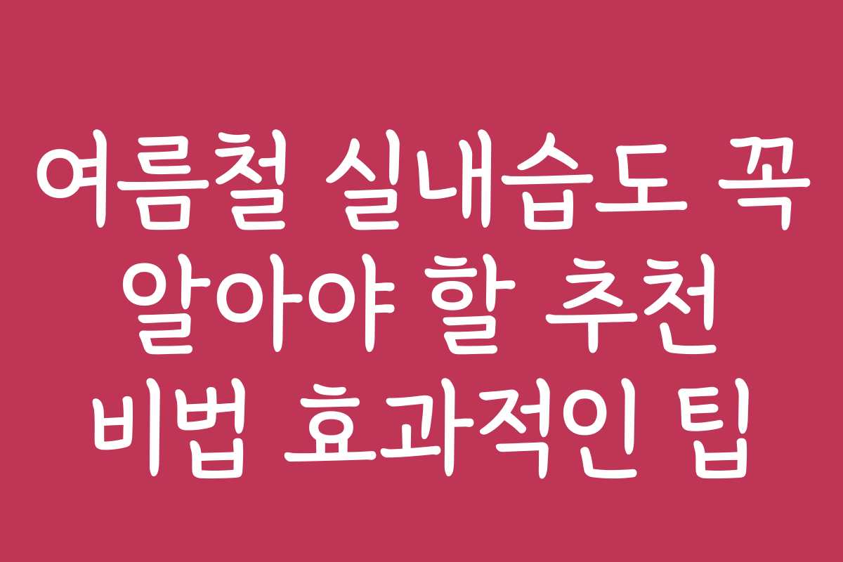 여름철 실내습도 꼭 알아야 할 추천 비법 효과적인 팁