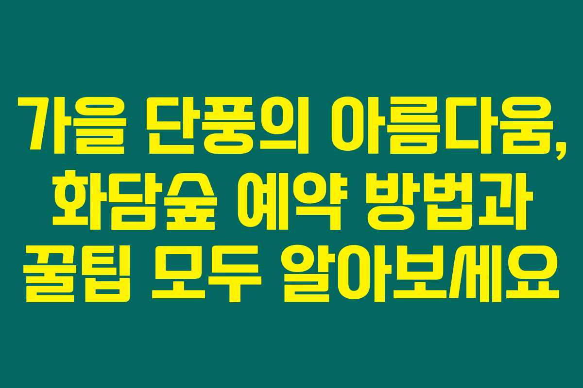 가을 단풍의 아름다움, 화담숲 예약 방법과 꿀팁 모두 알아보세요