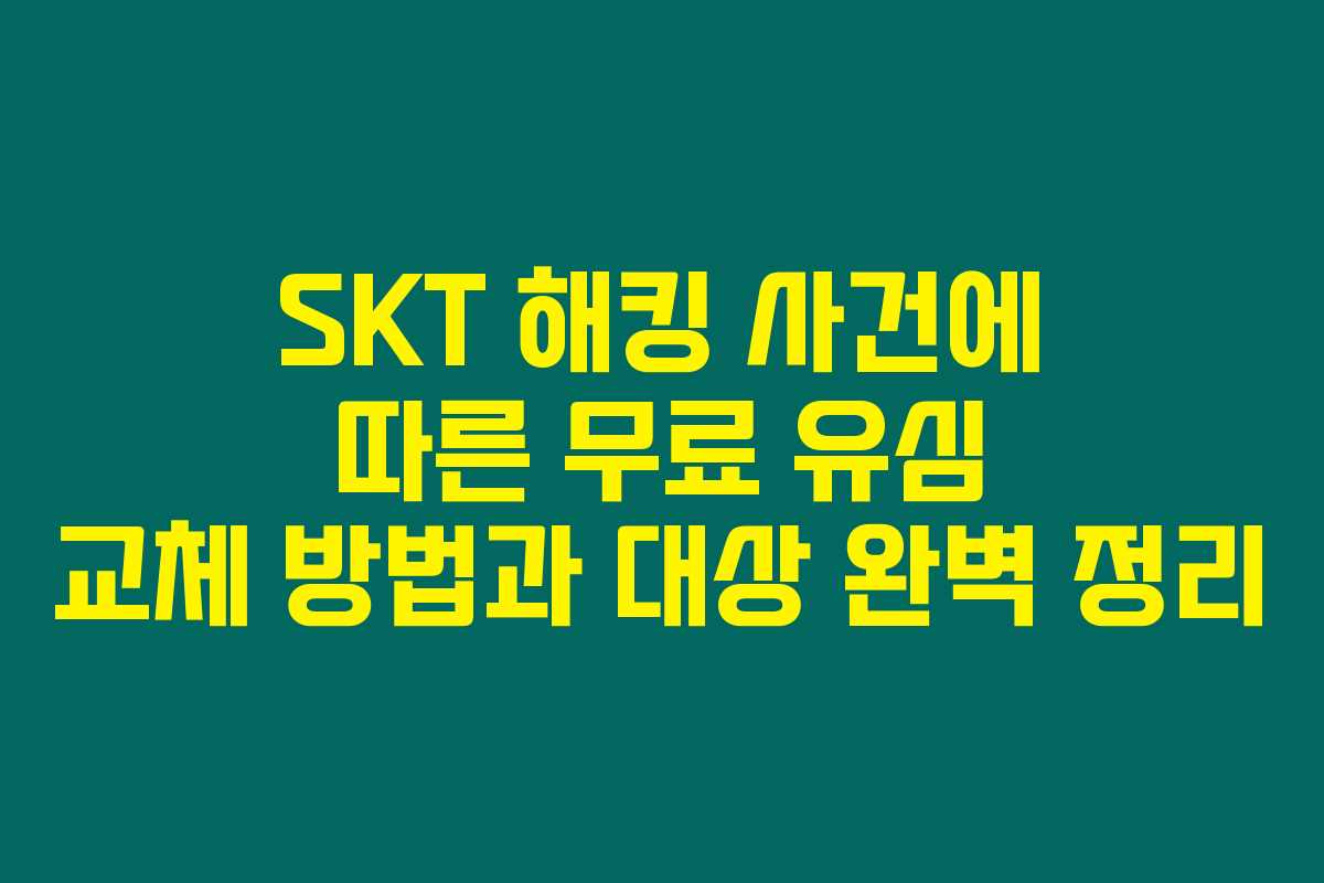 SKT 해킹 사건에 따른 무료 유심 교체 방법과 대상 완벽 정리