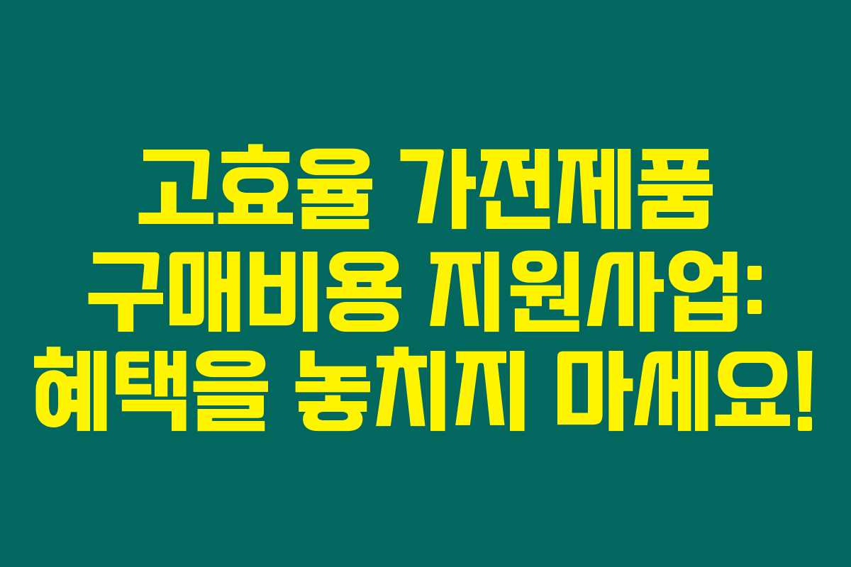 고효율 가전제품 구매비용 지원사업: 혜택을 놓치지 마세요!