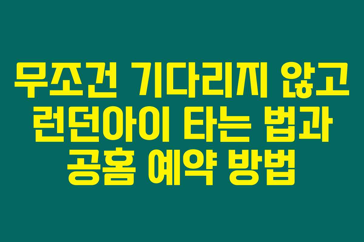 무조건 기다리지 않고 런던아이 타는 법과 공홈 예약 방법