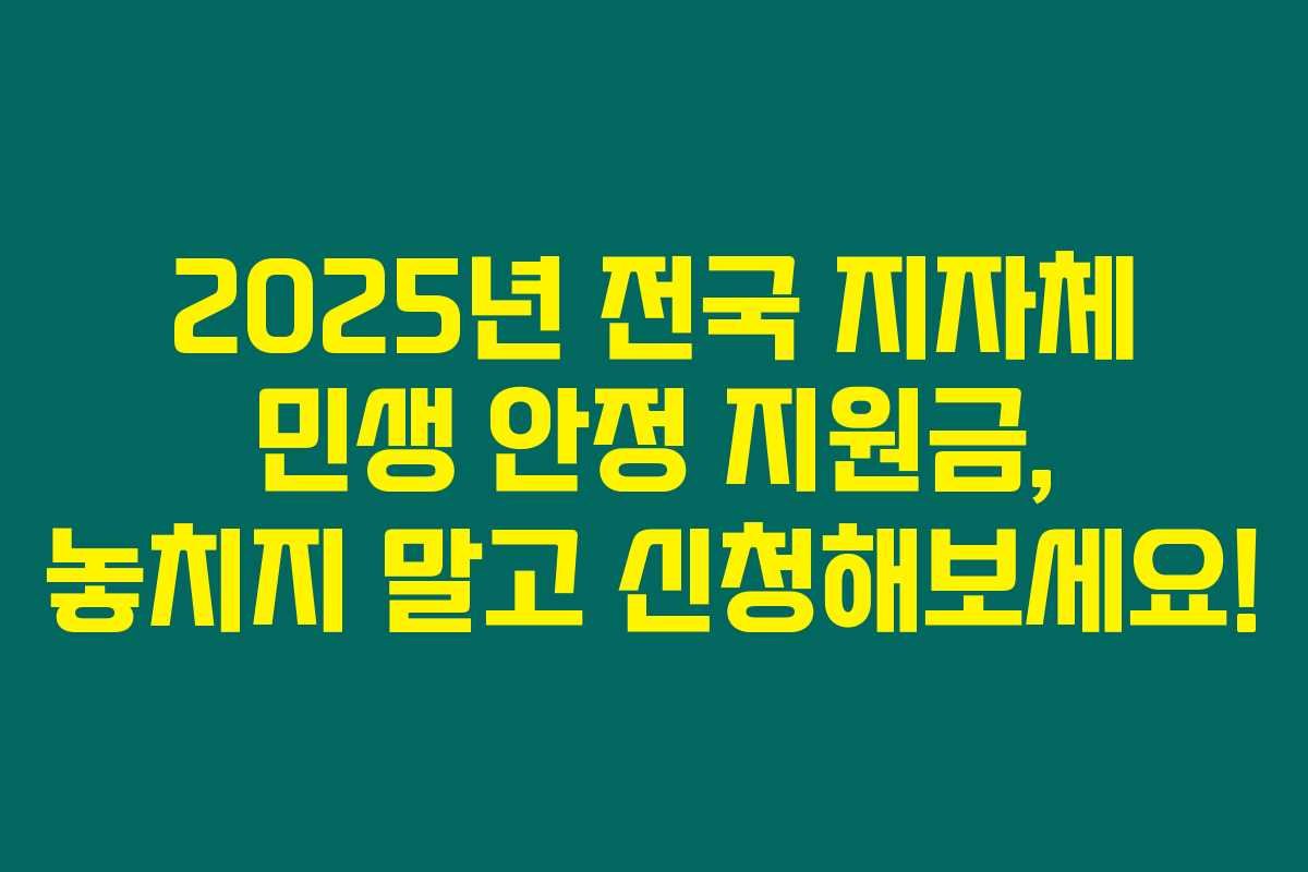 2025년 전국 지자체 민생 안정 지원금, 놓치지 말고 신청해보세요!
