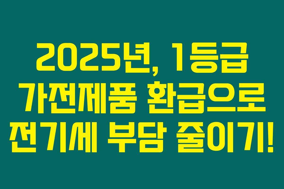2025년, 1등급 가전제품 환급으로 전기세 부담 줄이기!