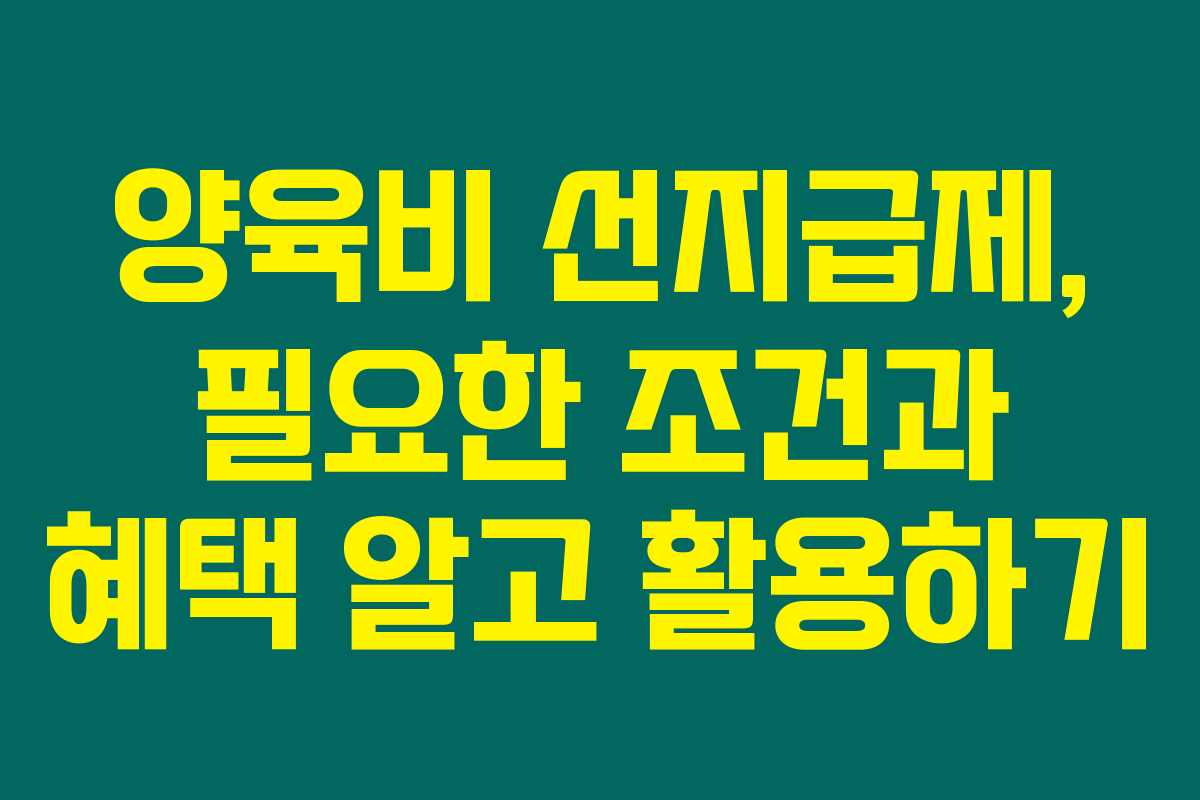 양육비 선지급제, 필요한 조건과 혜택 알고 활용하기