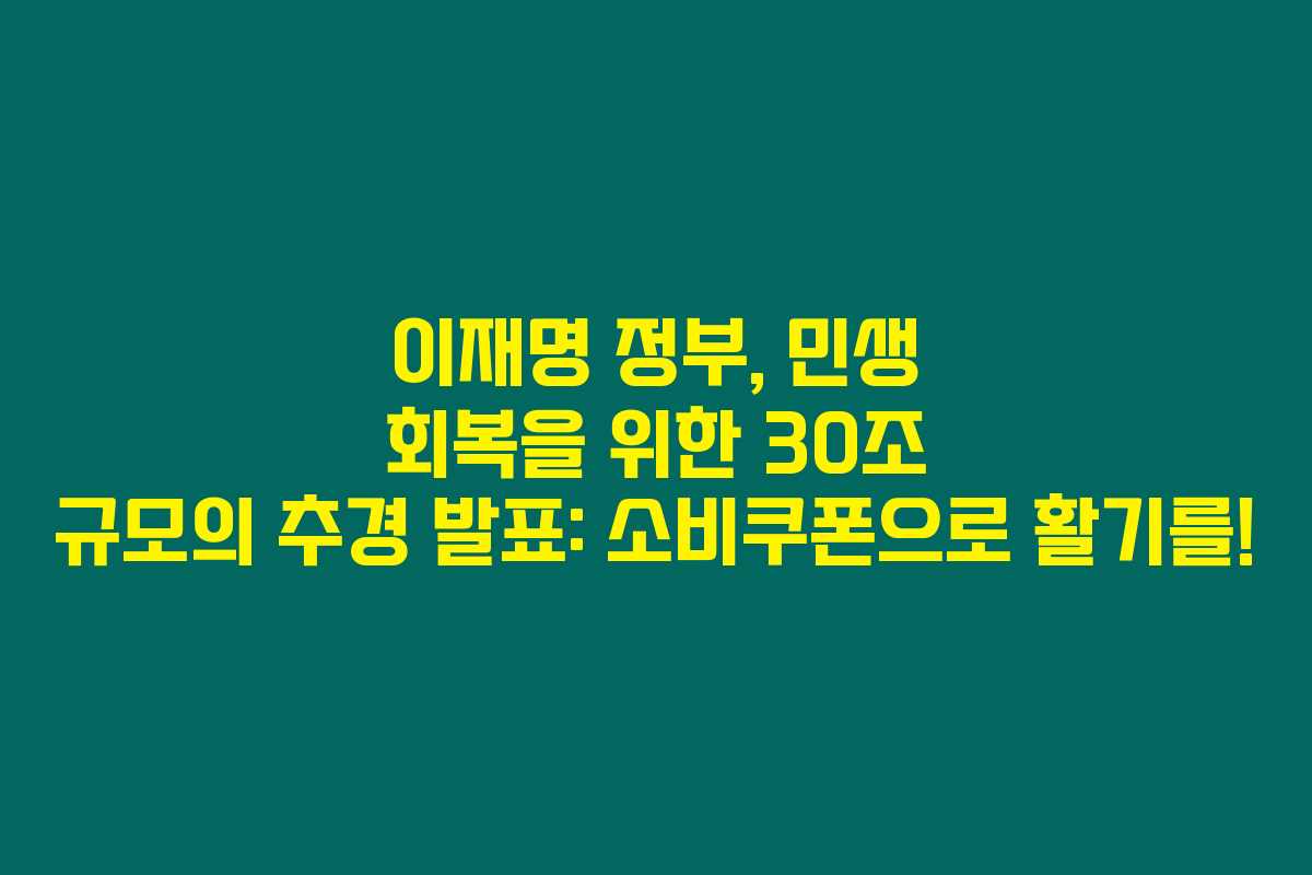 이재명 정부, 민생 회복을 위한 30조 규모의 추경 발표: 소비쿠폰으로 활기를!
