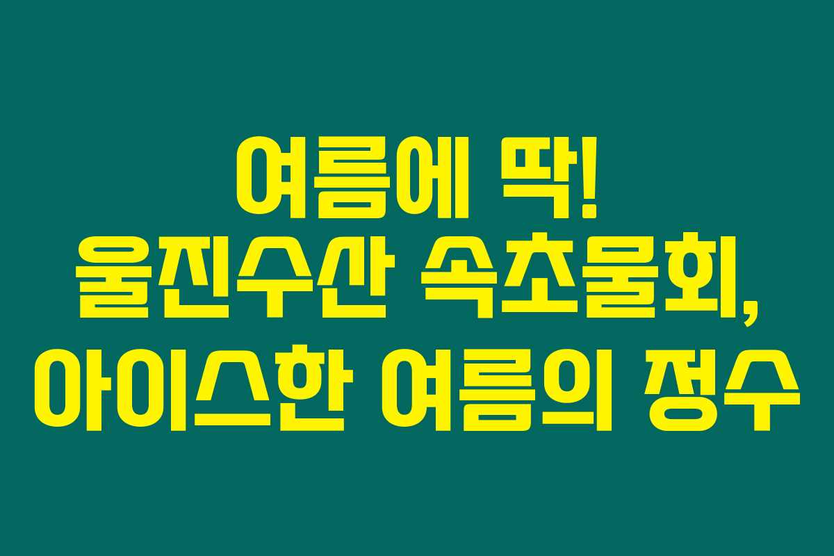 여름에 딱! 울진수산 속초물회, 아이스한 여름의 정수
