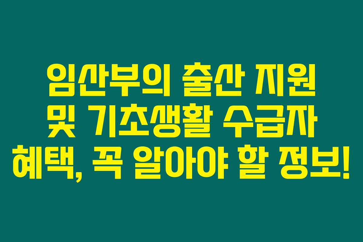 임산부의 출산 지원 및 기초생활 수급자 혜택, 꼭 알아야 할 정보!