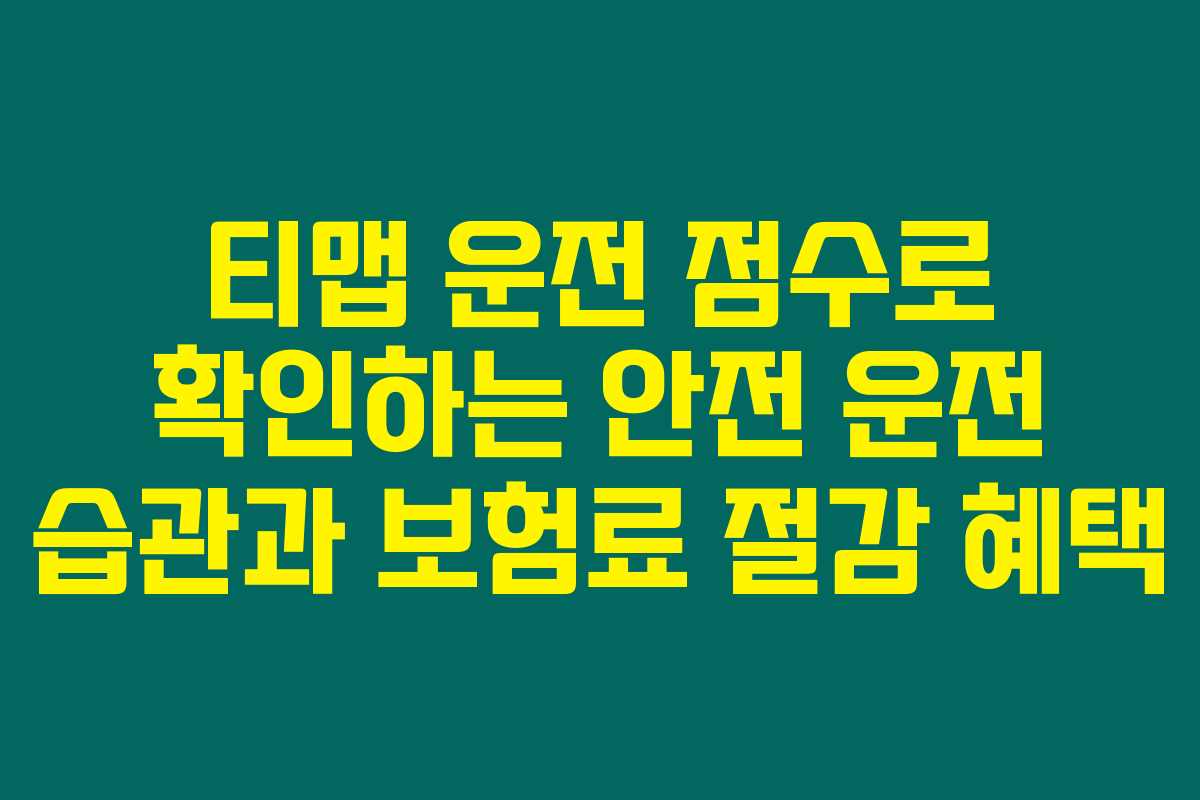 티맵 운전 점수로 확인하는 안전 운전 습관과 보험료 절감 혜택