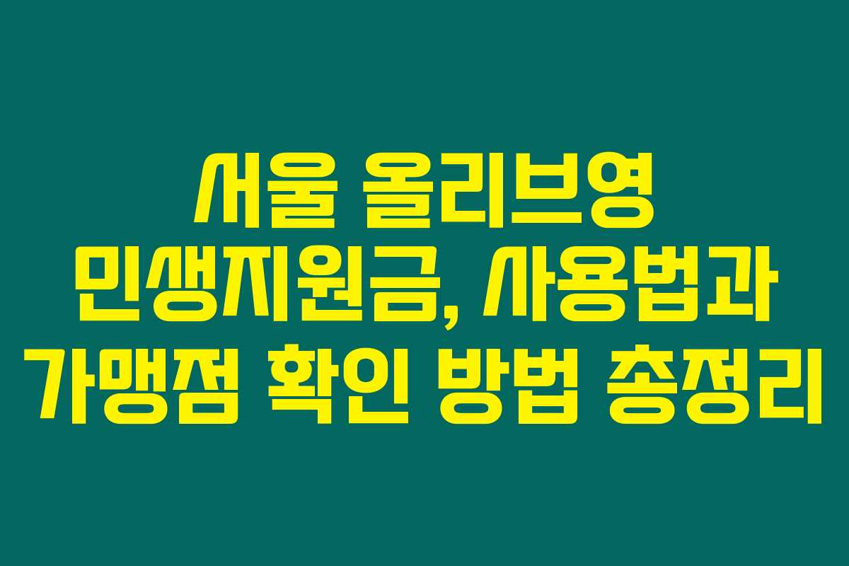 서울 올리브영 민생지원금, 사용법과 가맹점 확인 방법 총정리