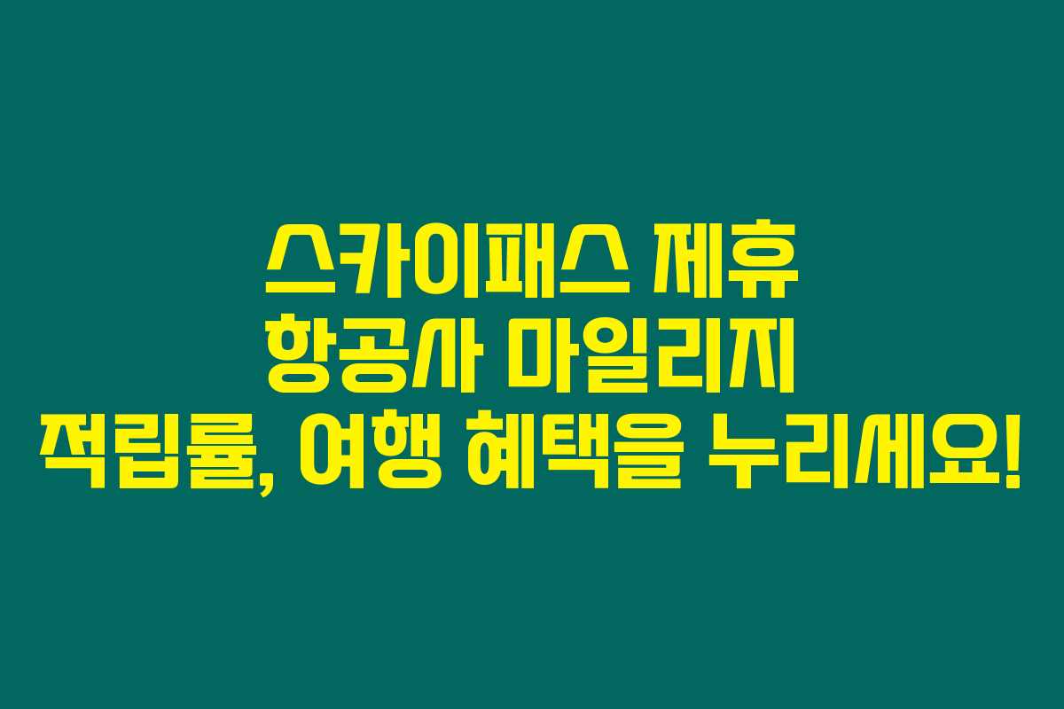스카이패스 제휴 항공사 마일리지 적립률, 여행 혜택을 누리세요!