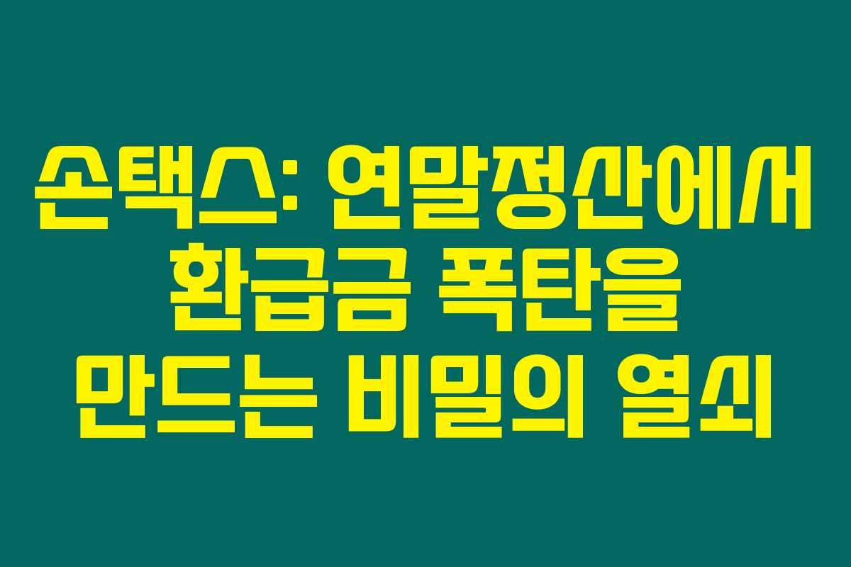 손택스: 연말정산에서 환급금 폭탄을 만드는 비밀의 열쇠
