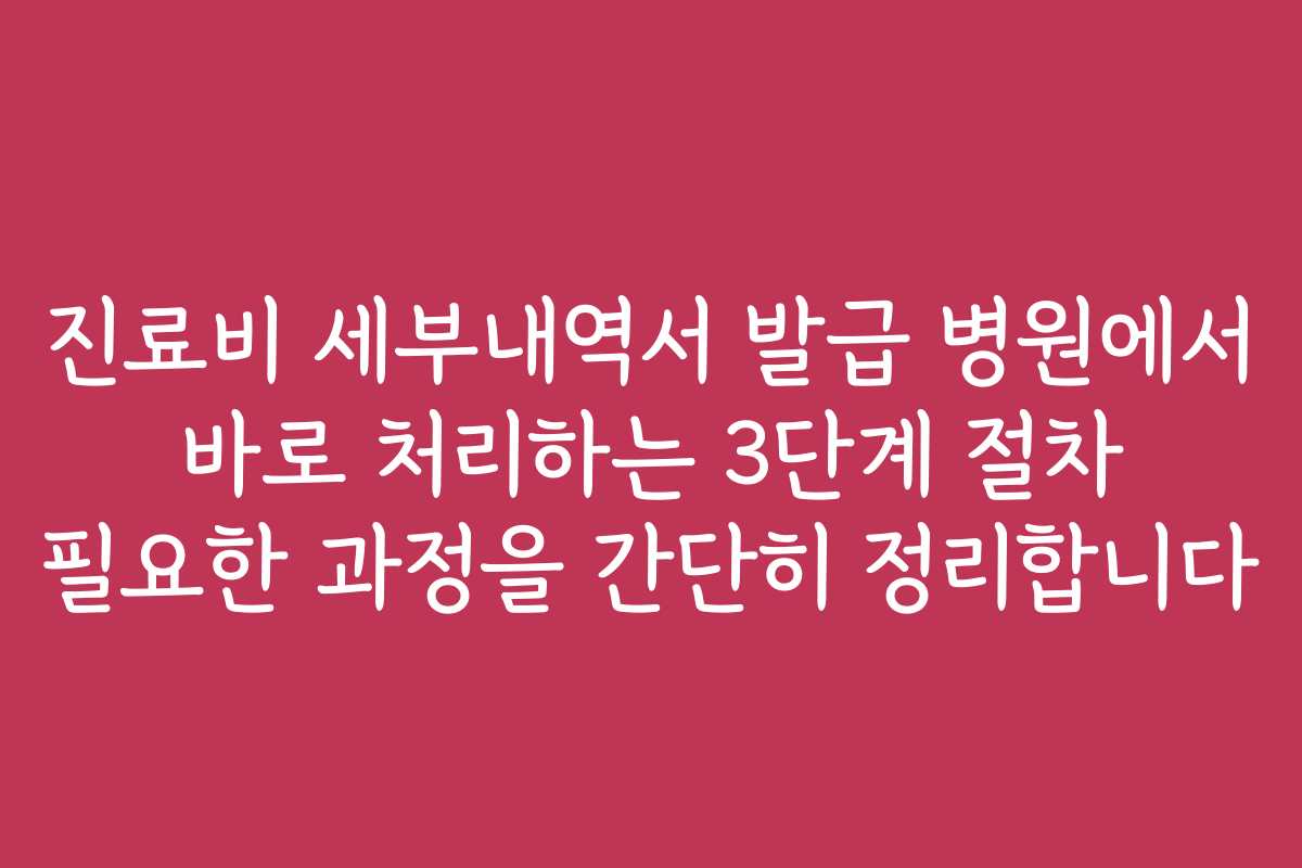 진료비 세부내역서 발급 병원에서 바로 처리하는 3단계 절차 필요한 과정을 간단히 정리합니다