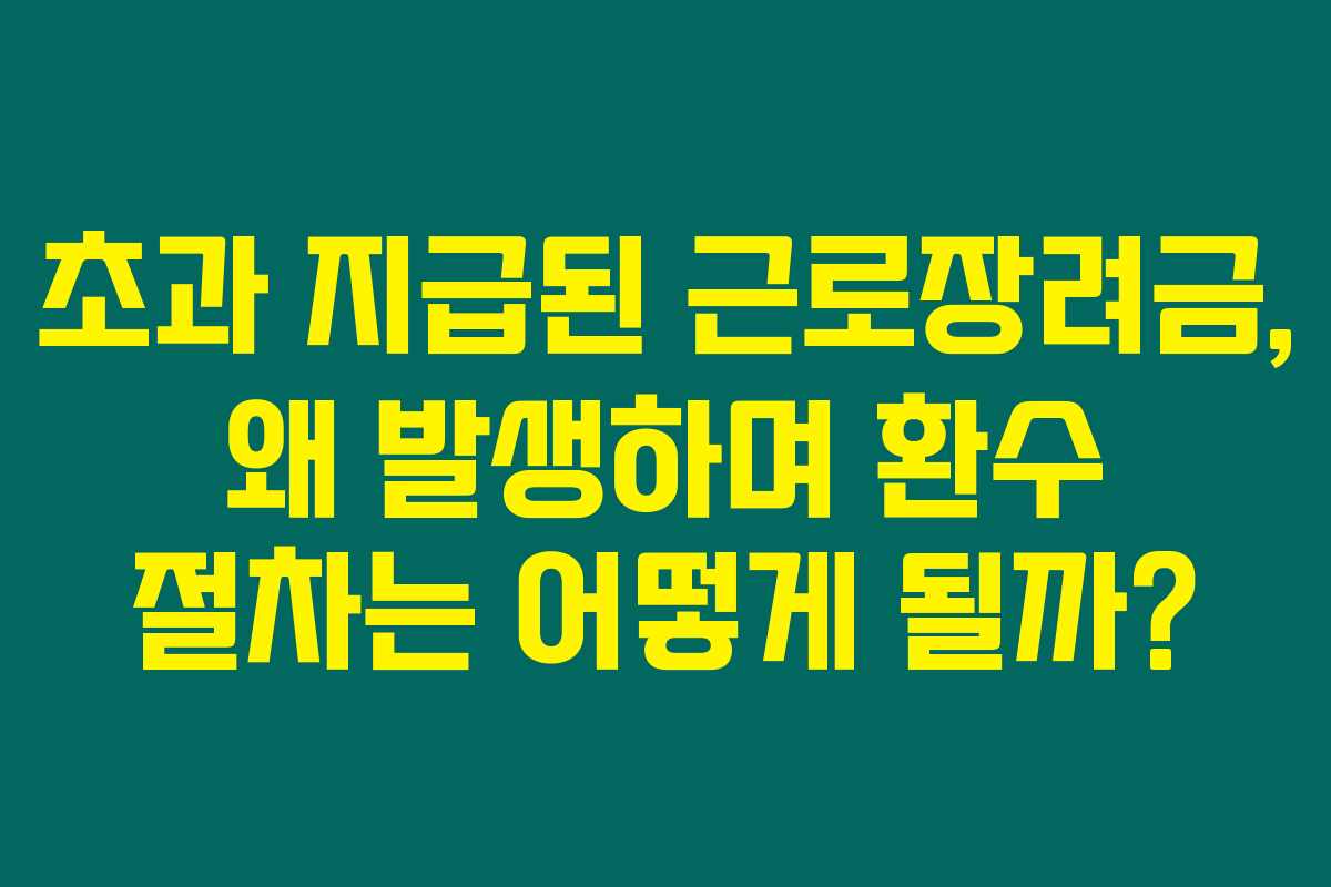 초과 지급된 근로장려금, 왜 발생하며 환수 절차는 어떻게 될까?