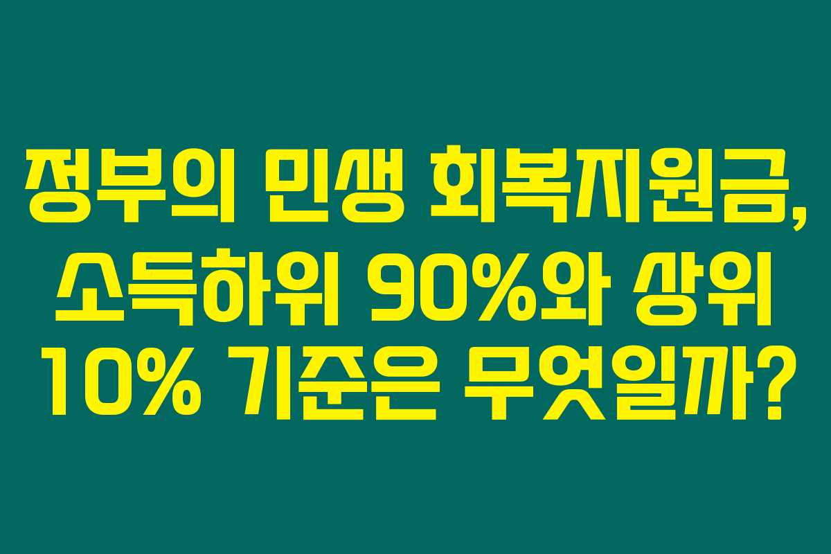 정부의 민생 회복지원금, 소득하위 90%와 상위 10% 기준은 무엇일까?