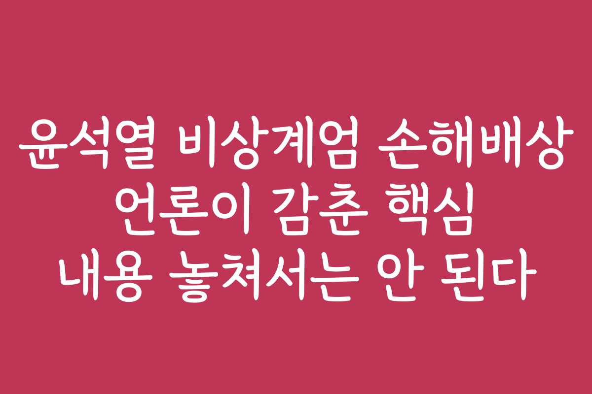 윤석열 비상계엄 손해배상 언론이 감춘 핵심 내용 놓쳐서는 안 된다