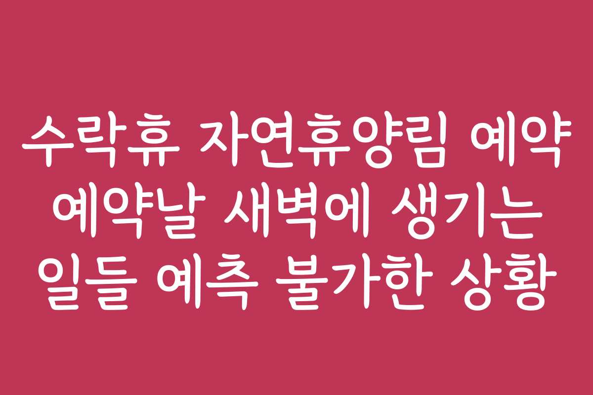 수락휴 자연휴양림 예약 예약날 새벽에 생기는 일들 예측 불가한 상황
