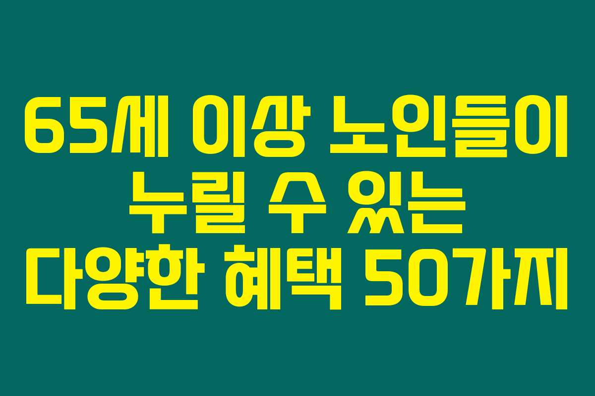 65세 이상 노인들이 누릴 수 있는 다양한 혜택 50가지