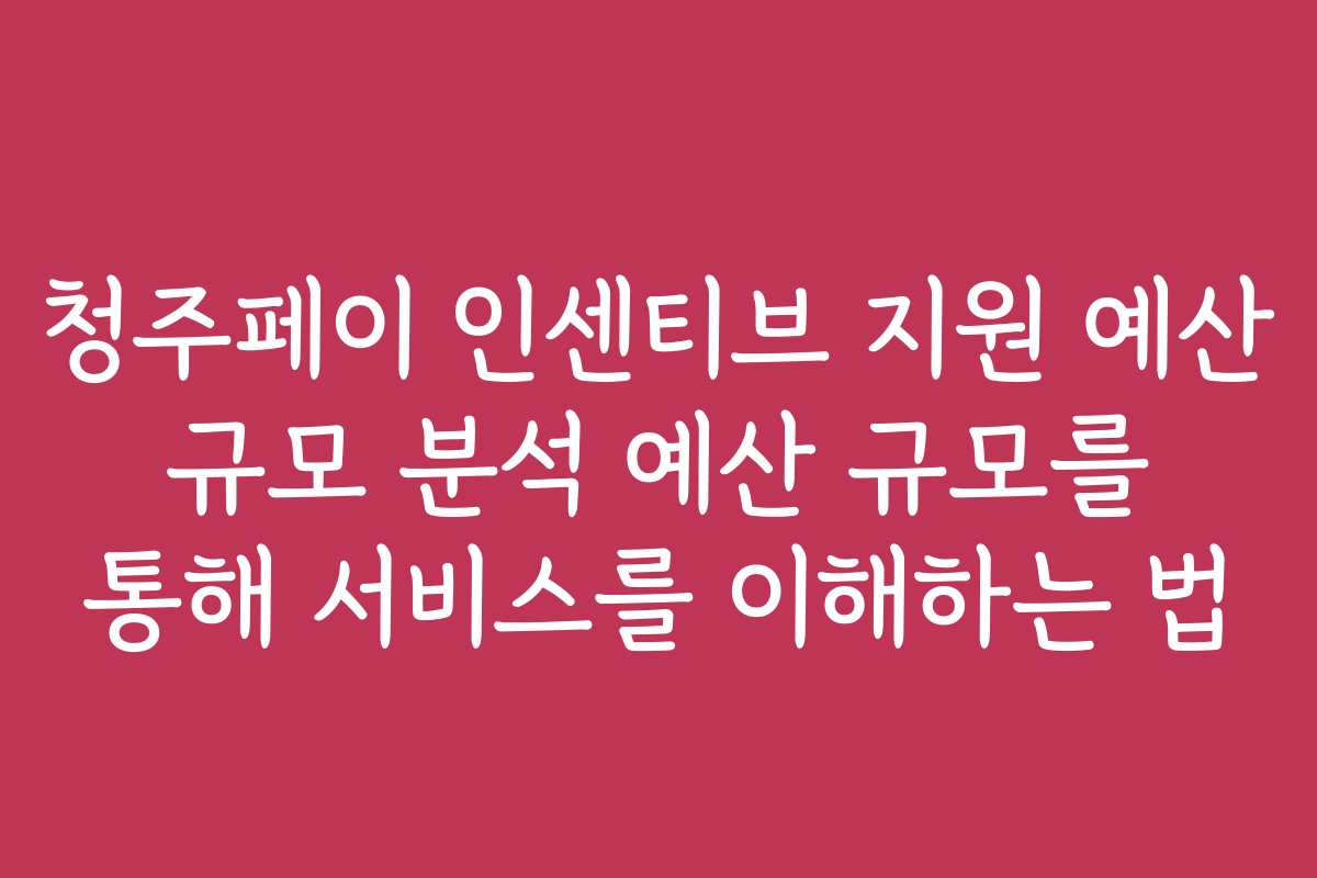 청주페이 인센티브 지원 예산 규모 분석 예산 규모를 통해 서비스를 이해하는 법