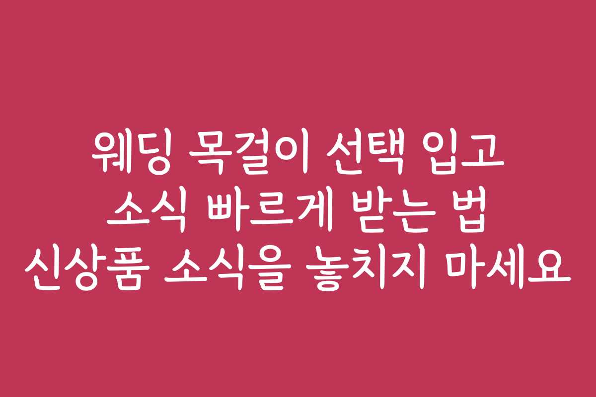 웨딩 목걸이 선택 입고 소식 빠르게 받는 법 신상품 소식을 놓치지 마세요