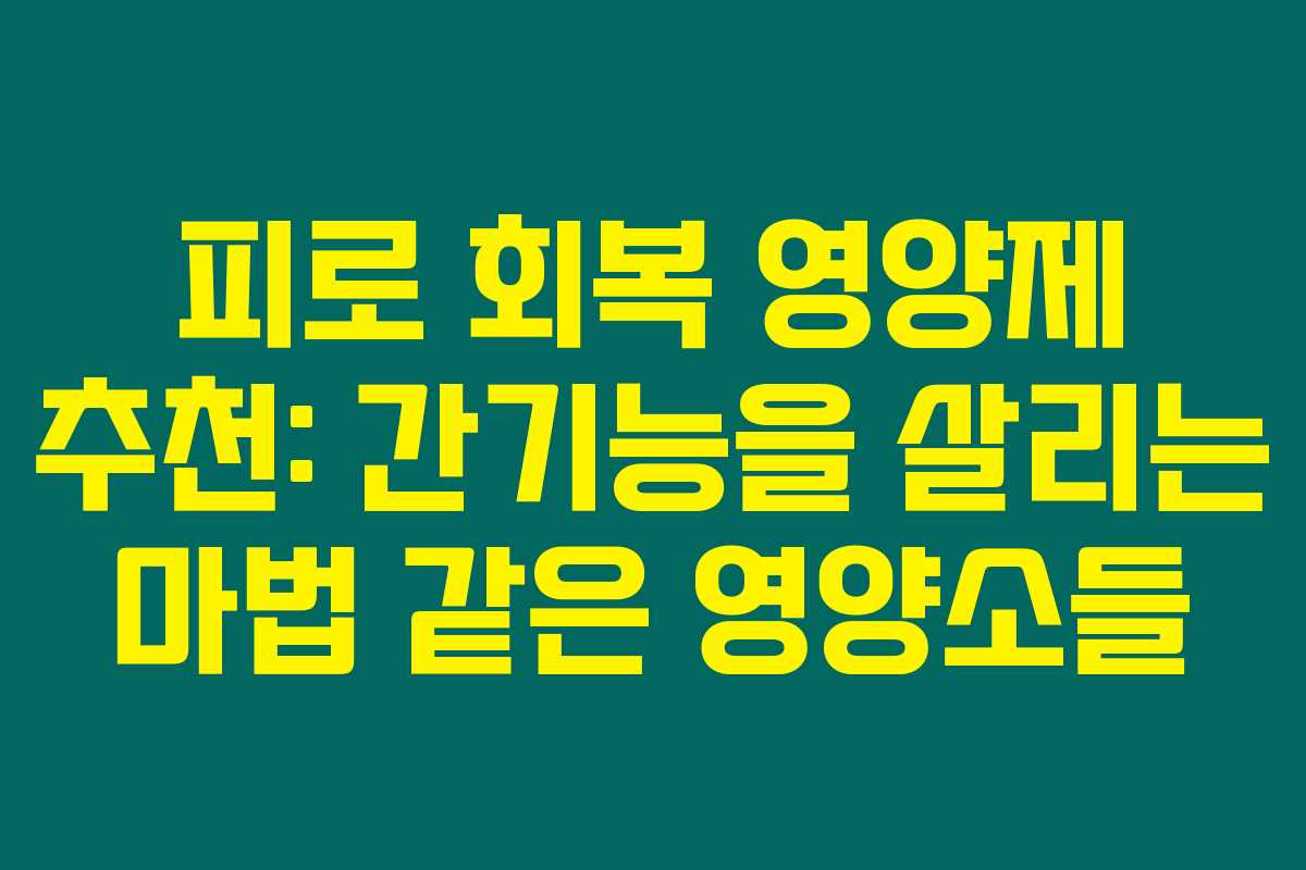 피로 회복 영양제 추천: 간기능을 살리는 마법 같은 영양소들