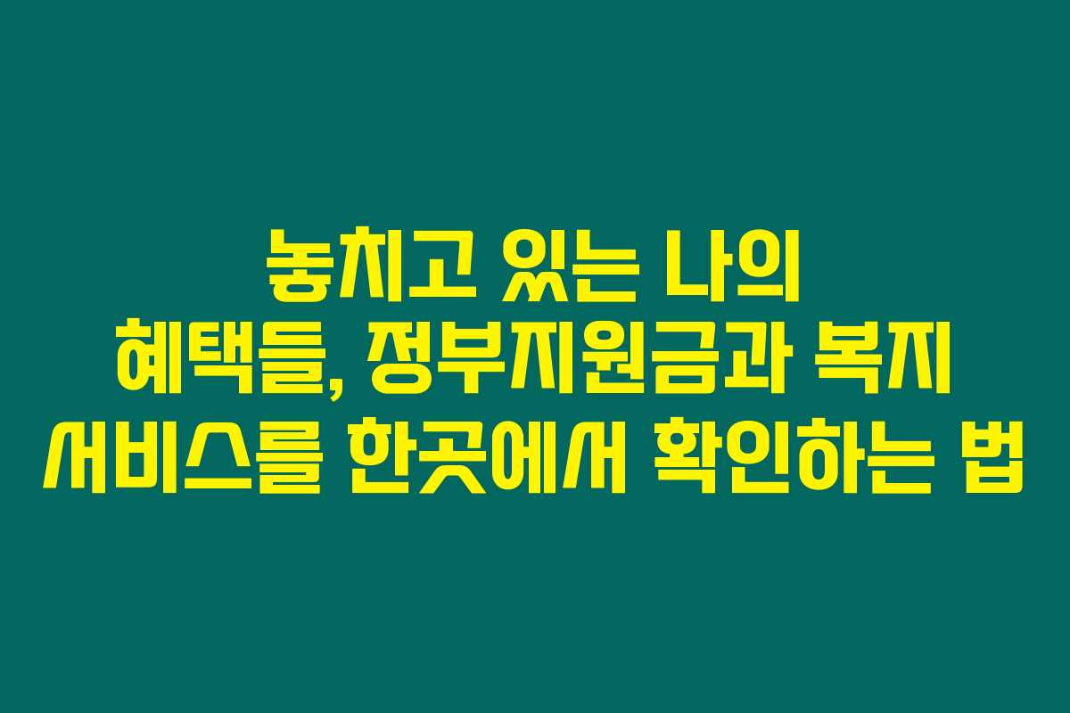 놓치고 있는 나의 혜택들, 정부지원금과 복지 서비스를 한곳에서 확인하는 법