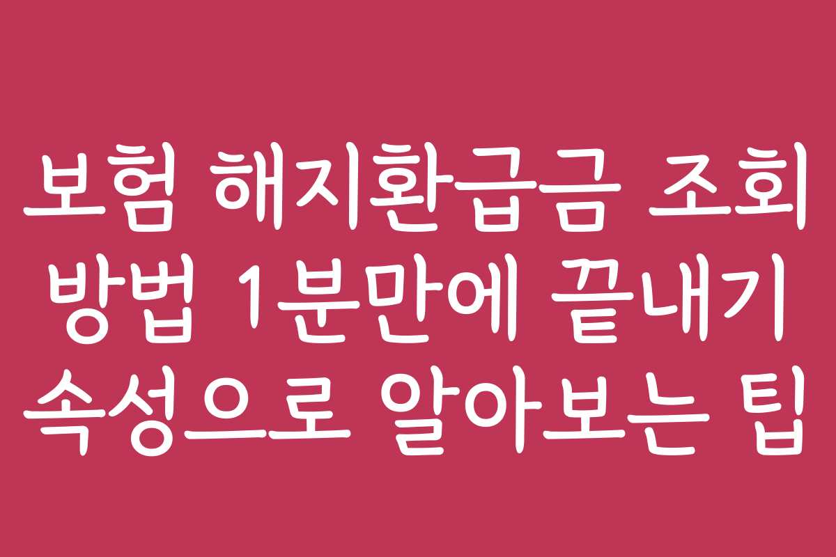 보험 해지환급금 조회 방법 1분만에 끝내기 속성으로 알아보는 팁 보험 해지환급금 조회 방법 1분만에 끝내기 속성으로 알아보는 팁