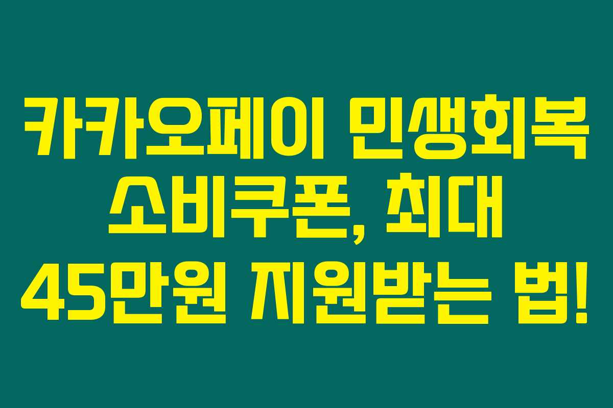 카카오페이 민생회복 소비쿠폰, 최대 45만원 지원받는 법!