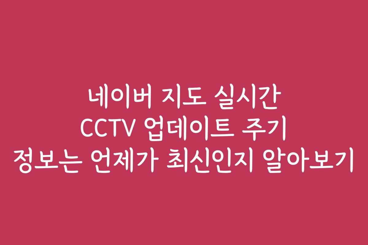 네이버 지도 실시간 CCTV 업데이트 주기 정보는 언제가 최신인지 알아보기