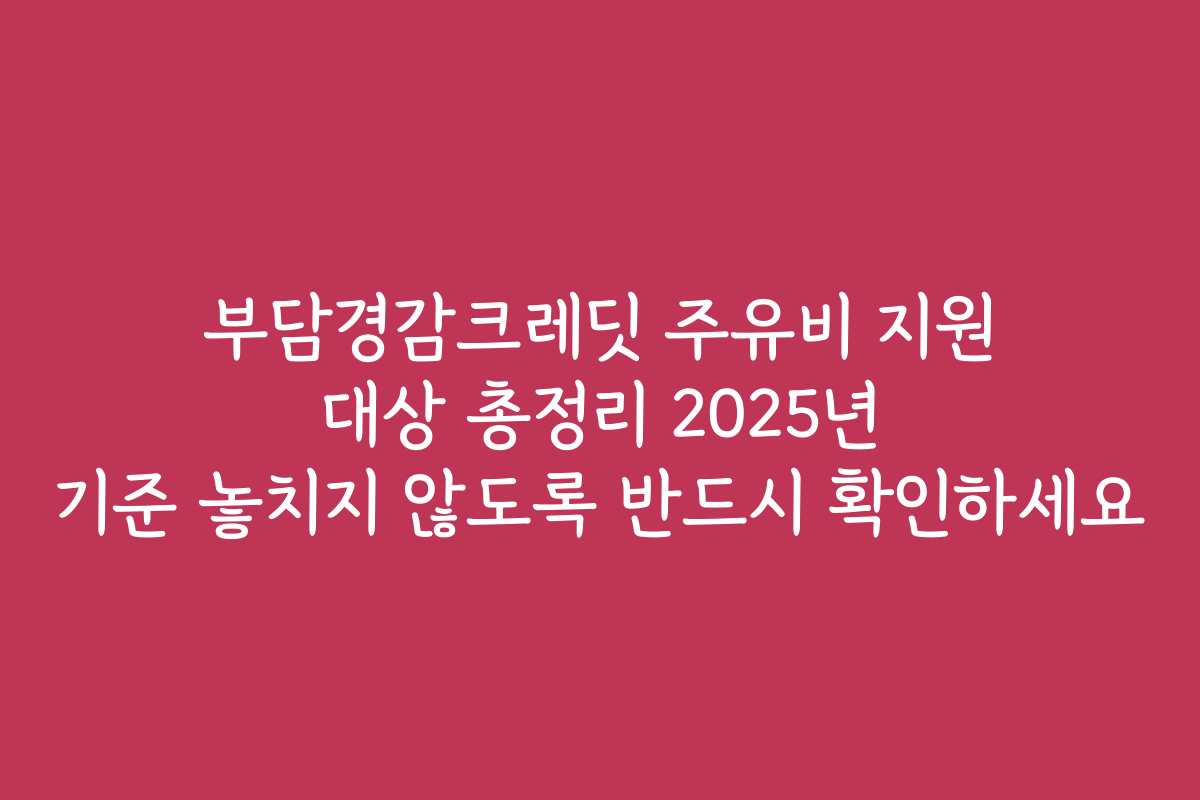 부담경감크레딧 주유비 지원 대상 총정리 2025년 기준 놓치지 않도록 반드시 확인하세요