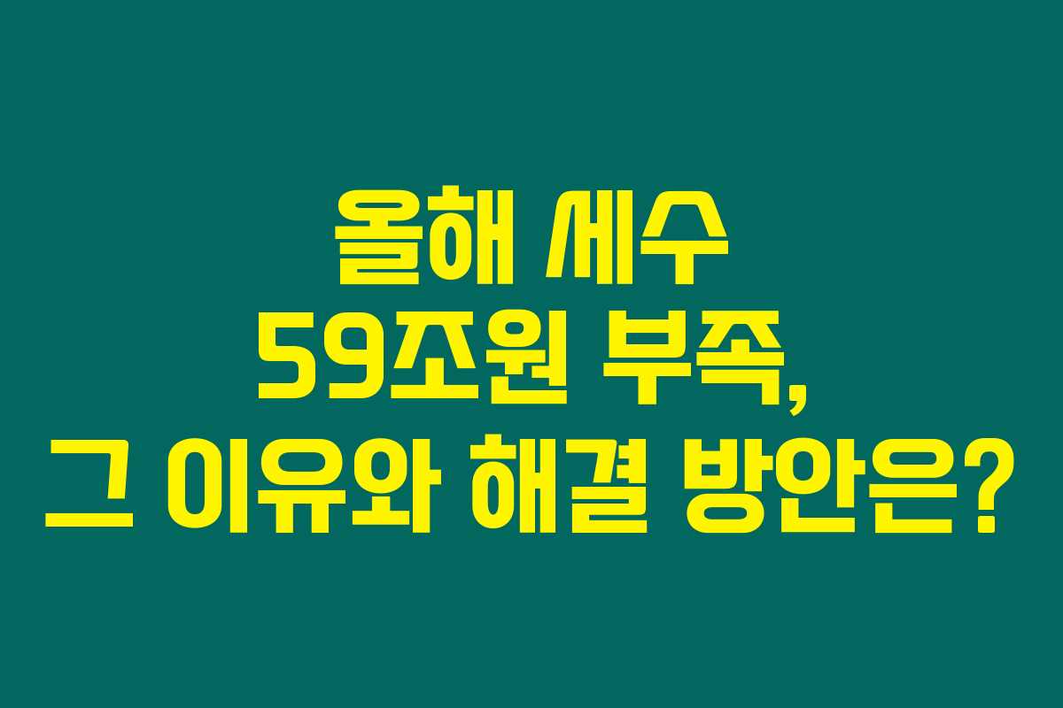 올해 세수 59조원 부족, 그 이유와 해결 방안은?