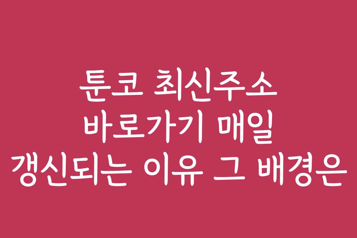 툰코 최신주소 바로가기 매일 갱신되는 이유 그 배경은