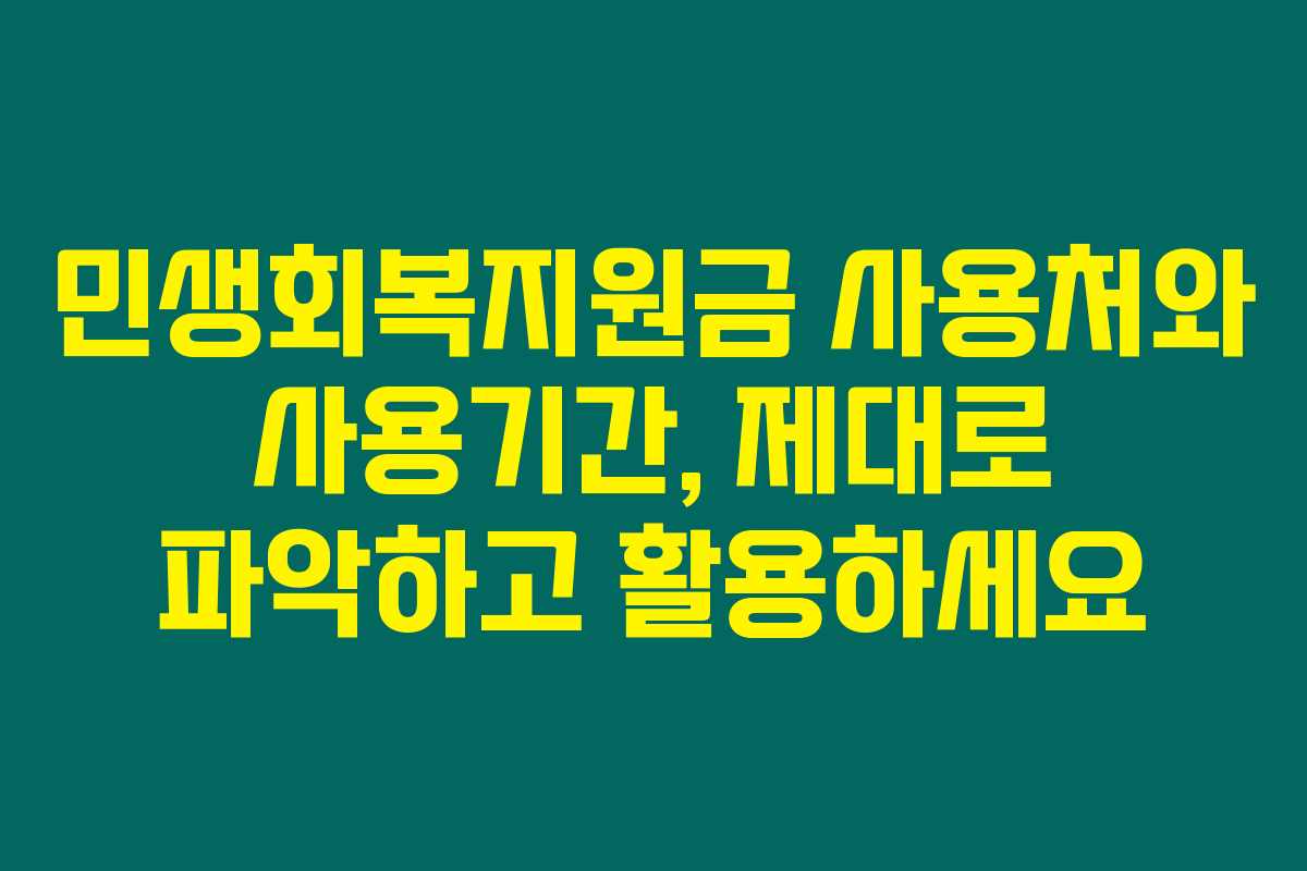 민생회복지원금 사용처와 사용기간, 제대로 파악하고 활용하세요